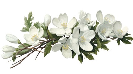 Fototapeta premium Snowdrops on white background. Hello Spring Easter concept. Beautiful blooming delicate white spring flowers illustration for invitation, greeting card, poster, wallpaper, print, web..