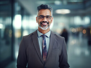 Fototapeta premium indian businessman standing confidently at office