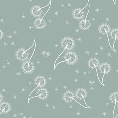 Dandelion seamless background for cover, packaging, fabric decorative design. Abstract vector design element. Floral seamless background. Abstract texture.