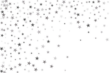 Obraz premium Abstract decorative pattern. Beautiful realistic banner with silver star of confetti on white background. Greeting card template. White background. Realistic vector illustration.