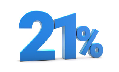 21 percentage sign isolated on transparent background. 21 percent off 3d. 21% png 3d. 3D rendering.	
