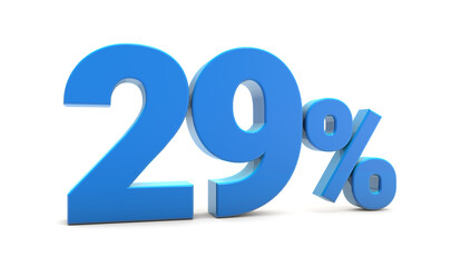 29 percentage sign isolated on transparent background. 29 percent off 3d. 29% png 3d. 3D rendering.	
