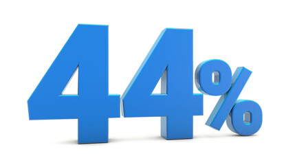 44 percentage sign isolated on transparent background. 44 percent off 3d. 44% png 3d. 3D rendering.	
