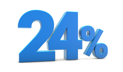 24 percentage sign isolated on transparent background. 24 percent off 3d. 24% png 3d. 3D rendering.	
