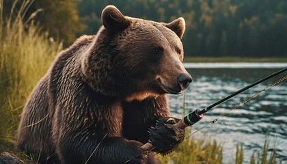 Bear Fishing at a Lake
