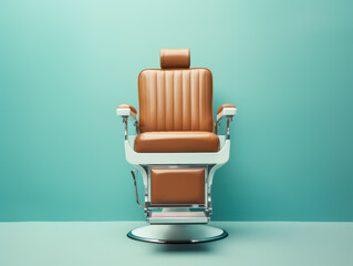 Barber chair isolated on green background
