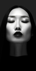 black and white minimalist of an Asian woman