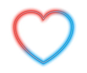 Neon heart sign, heart like lovely romance, heart sign red blue - stock vector