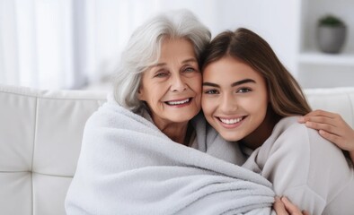 grandmother and granddaughter hugging