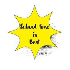 Back to School in comic speech bubbles, pop art style. Education concept. Comic dialog cloud, space cartoon. Set memphis school comic bubble halftone dot.  