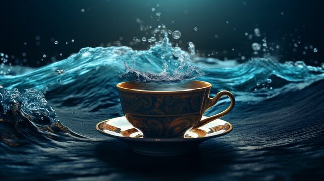 surreal image of cup of sea