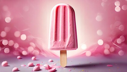 Pink ice cream on a stick product shoot