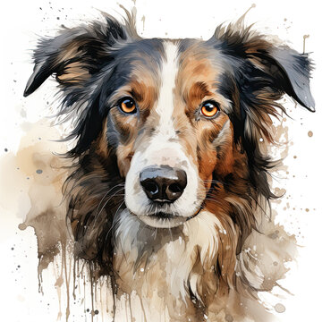 watercolor Borzoi clipart, Generative Ai