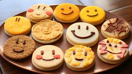 Assorted Smiley Face Cookies on a Plate