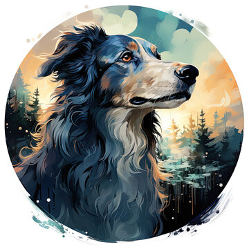 recommend clip art: watercolor Borzoi clipart, Generative Ai