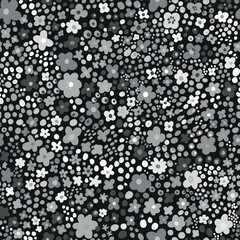 Seamless monochrome pattern with small flowers for children's and women's clothing in vector on a black background