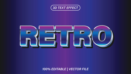 retro editable text effect template 80's eps vector file blue color	
