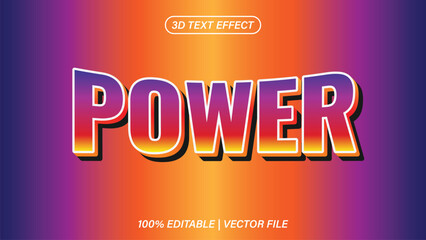 power orange background 3d text effect editable eps vector file template	
