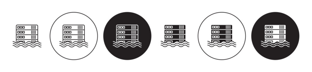 Data lake symbol set in black and white color. - obrazy, fototapety, plakaty