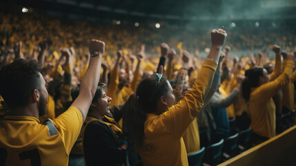 Fototapeta na wymiar Football fans cheering in the stadium