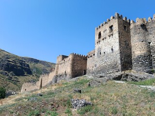 Fototapeta na wymiar old castle in the mountains, Khertvisi Castle Georgia