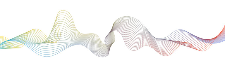Abstract colorful gradient smooth wave isolated on a white background. Dynamic wave line blend for design element. 