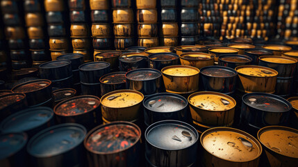 Oil barrels in a warehouse