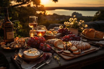 Let your product shine in the golden hour as a part of an idyllic picnic photo set against a...