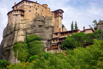 Fototapeta na wymiar Inspirational view of iconic and majestic Meteora monastery in greece