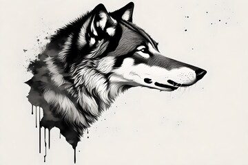 Silhouette of a wolf - obrazy, fototapety, plakaty