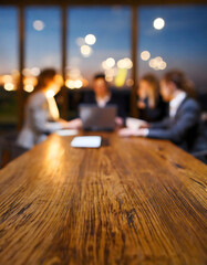 Out of focus business men and women in meeting room