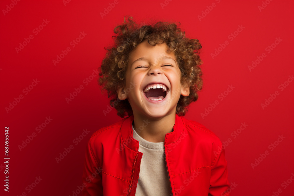 Wall mural child's portrait, radiant with a delightful smile.