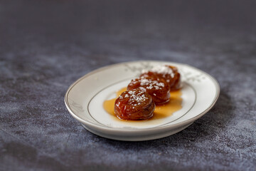 fig jam, Turkish dessert. (Turkish name; incir receli)