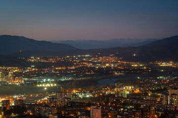 Old soviet residential district Gldani at night. Tbilisi