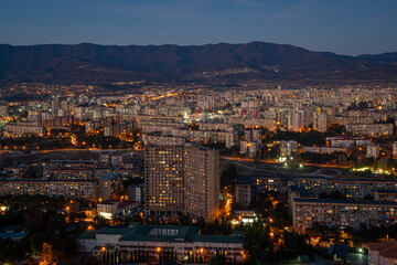 Old soviet residential district Gldani at night. Tbilisi