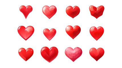 Collection of heart illustrations love symbol icon set love symbol vector Isolated on transparent background. PNG file.
