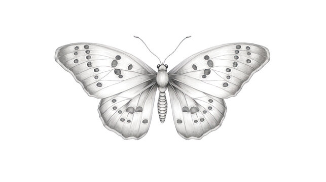 Butterfly in vintage style Moth carved outline isolated on transparent background, PNG file.