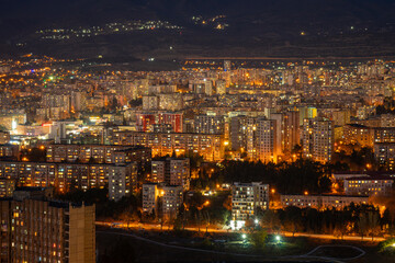 Old soviet residential district Gldani at night. Tbilisi