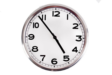 Fototapeta na wymiar Round interior clock with Arabic numerals