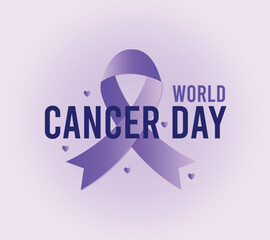 gradient world cancer day vector illustration with ribbon