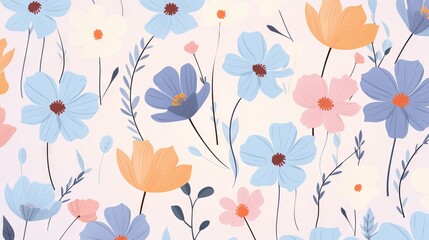 Seamless floral pattern featuring a variety of blooms and leaves