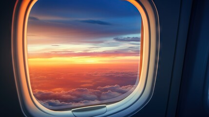 Fototapeta premium Blue sky and white clouds seen from plane.