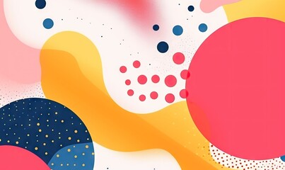 Abstract colorful background with dots and shapes on a risograph background.