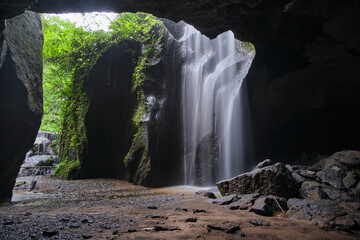 waterfall in the cave in bali