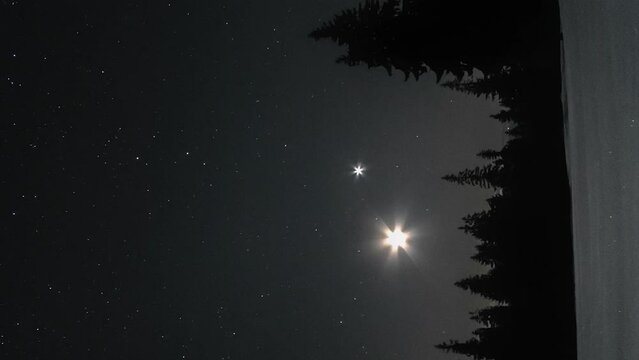 Stars and moon in starry sky