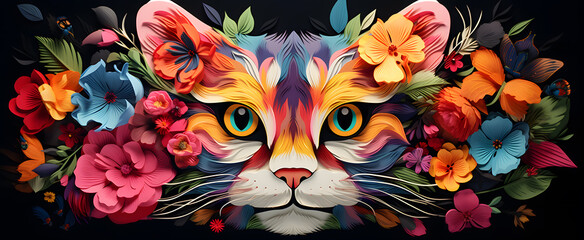 Colourful 3D cat 