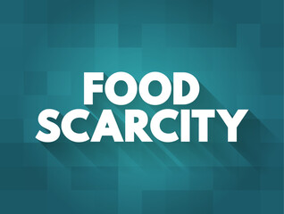 Food scarcity - lack of consistent access to enough food for every person in a household, text concept background