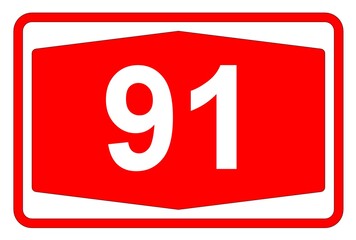 Illustration eines Autobahnschildes der Autobahn 91 in der Schweiz	