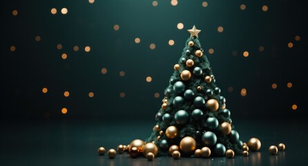 a christmas tree is set against a green background,