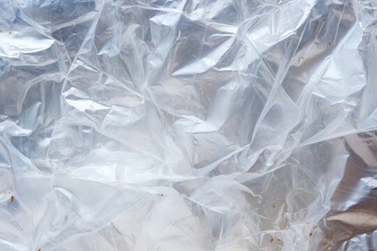 Background of transparent crumpled plastic film